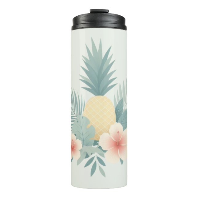 Garrafa Térmica Abacaxi floral e havaiano (Frente)