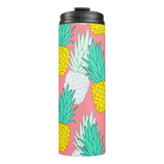 Garrafa Térmica Abacaxis Tropicais: Chic de Cartoon Vermelho.