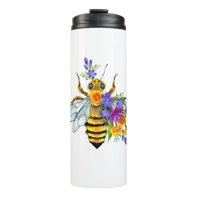 Garrafa Térmica Abeja flor com plantas silvestres (Frente)