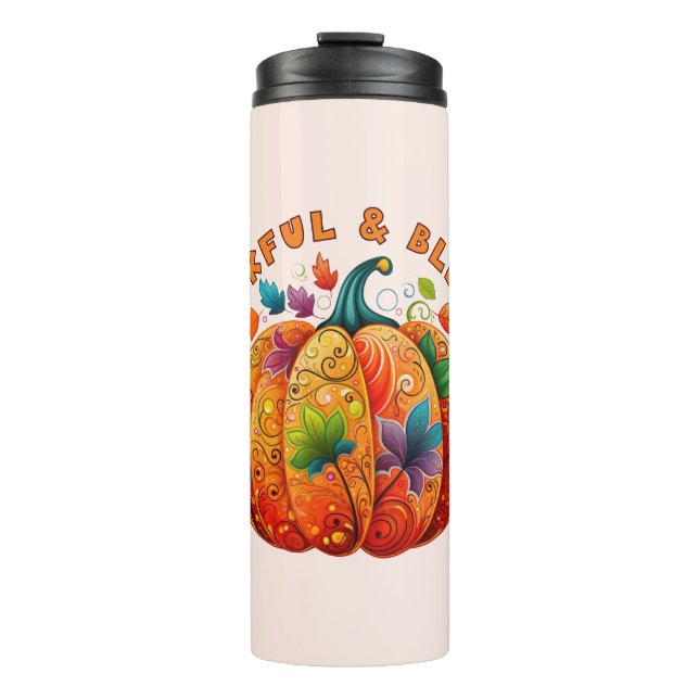 Garrafa Térmica Abençoada e agradecida Bomba de outono (Frente)