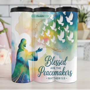 Garrafa Térmica Abençoados são os Peacemakers Matthew 5:9