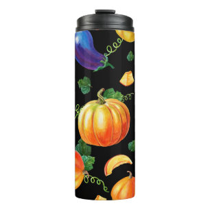 Garrafa Térmica Abóbora-de-laranja, abobrinha-riscada, beringela-