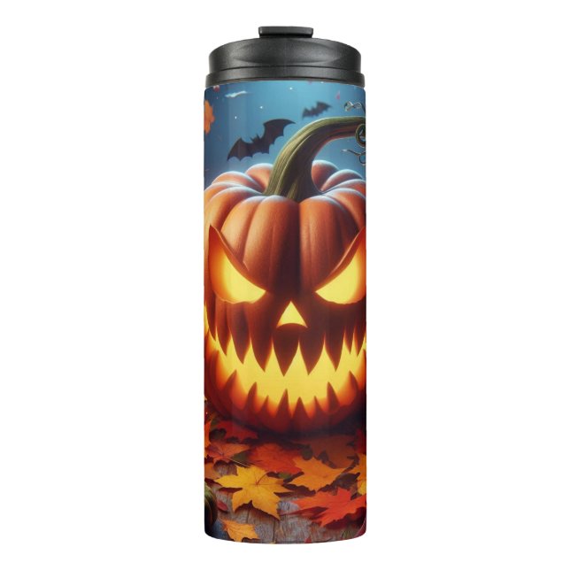 Garrafa Térmica abóbora/Halloween/morcego assustador (Frente)