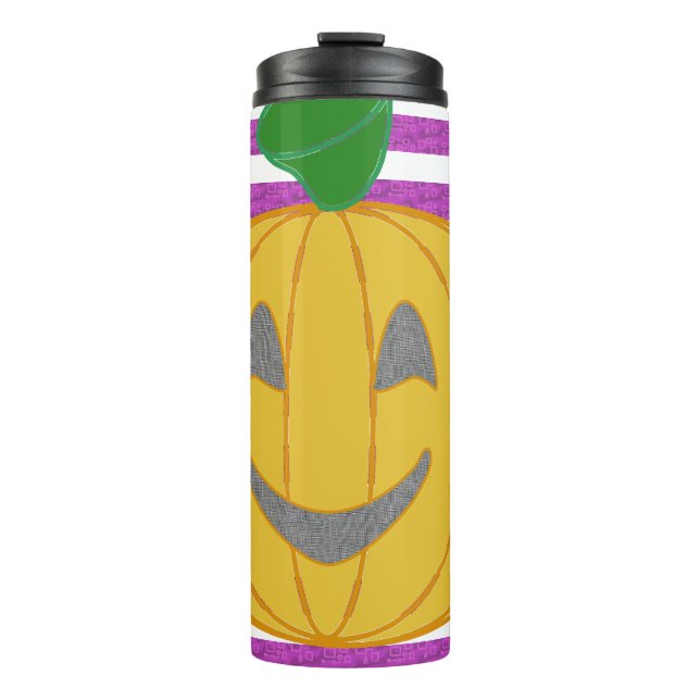 Garrafa Térmica Abóbora Laranja Moderna Grande Feliz (Frente)