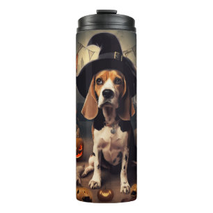 Garrafa Térmica Abóboras Beagle Halloween Assustadoras