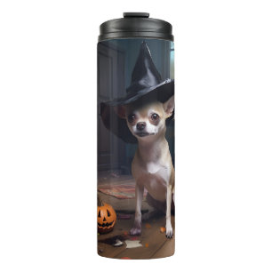 Garrafa Térmica Abóboras de Halloween Assustadoras de Chihuahua
