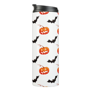 Garrafa Térmica Abóboras e Morcegos de Halloween, Doce ou Travessu