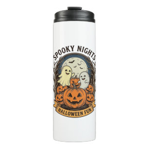 Garrafa Térmica Abóboras Fantasmas Lindos Gravura Vintage Hallowee
