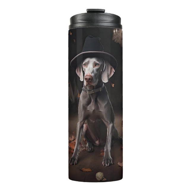 Garrafa Térmica Abóboras Weimaraner Halloween Assustador (Frente)