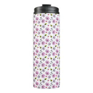 Garrafa Térmica Aborinha Fofa Padrão Floral Estética Cottagecore R