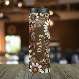 Garrafa Térmica Abril Mês de Aniversário Flower Daisy 16 oz