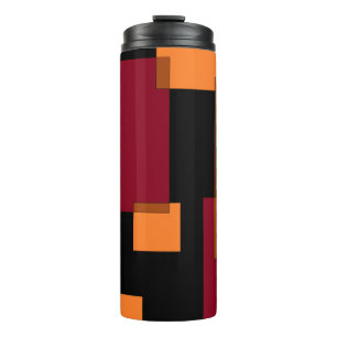 Garrafa Térmica Abstração Geométrica Laranja Vermelho Preto