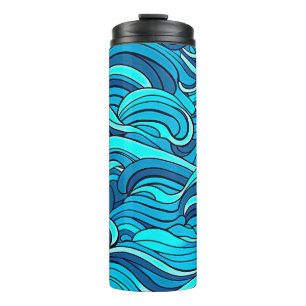 Garrafa Térmica Abstract Blue Turquoise Ocean Water Waves  