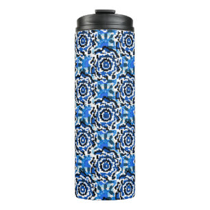 Garrafa Térmica Abstract floral, blue, black and beige fashion t