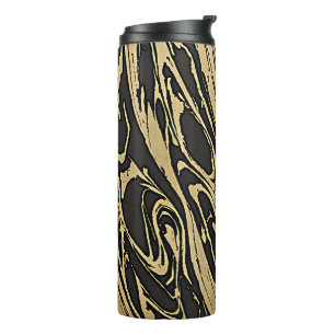 Garrafa Térmica Abstract Fluid Art - Black Marble Effect