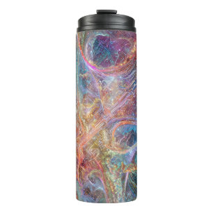 Garrafa Térmica Abstract Glowing Digital Neural Network and Cosmic