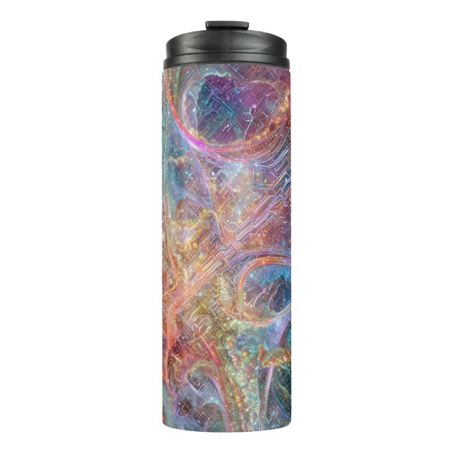 Garrafa Térmica Abstract Glowing Digital Neural Network and Cosmic (Frente)