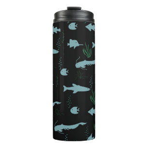 Garrafa Térmica Abstract underwater pattern with fishes and seawee