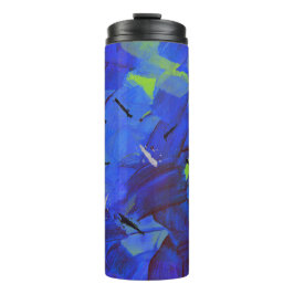 Garrafa Térmica Abstrato Art Blue & Yellow Green Viagem Tumbler