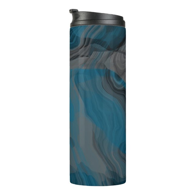 Garrafa Térmica Abstrato azul e Cinza (Rotação à direita)