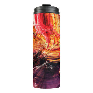 Garrafa Térmica Abstrato bonito, roxo, vermelho e amarelo, c