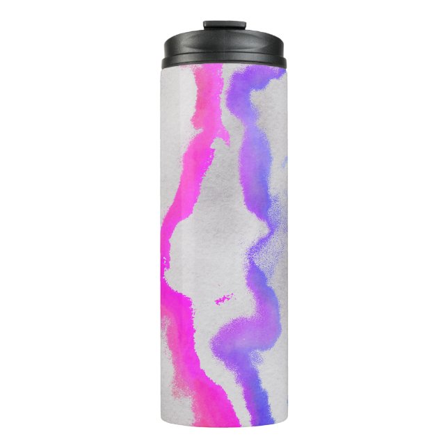 Garrafa Térmica Abstrato De Aquarelas Puras E Rosa (Frente)