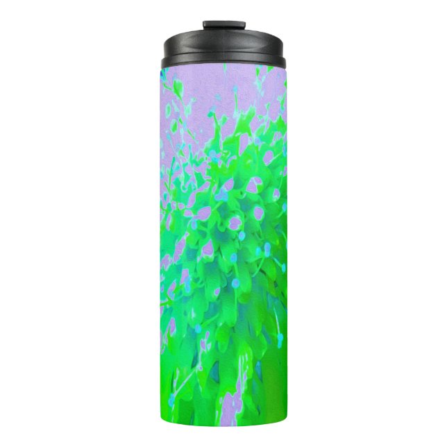 Garrafa Térmica Abstrato - Flor retrógrado na Lavanda e no Verde l (Frente)