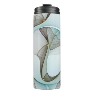 Garrafa Térmica Abstrato Modern Turquoise Brown Dourada Elegância