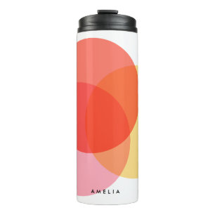 Garrafa Térmica Abstrato moderno Círculos Vermelho Amarelo Amarelo