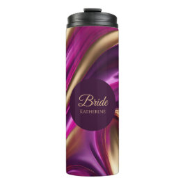 Garrafa Térmica Abstrato-Roxo Moderno da Fúchsia Dourada-