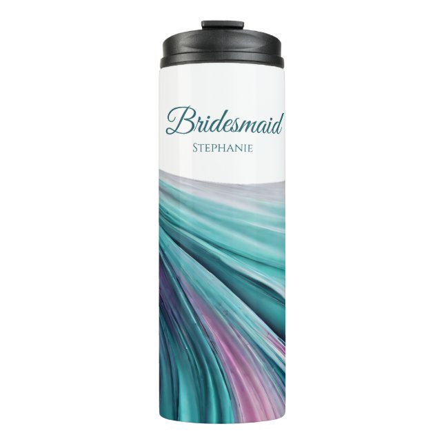 Garrafa Térmica Abstrato Roxo-Moderno e Teal-Bridesmaid- (Frente)