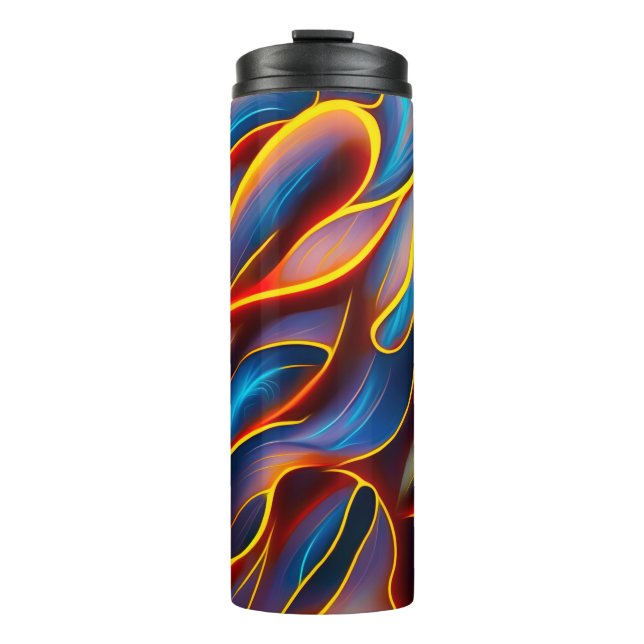 Garrafa Térmica Abstrato Swirl Blue Red Flames (Frente)