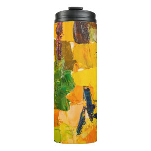 Garrafa Térmica Abstrato Yellow Oil Canvas Painting