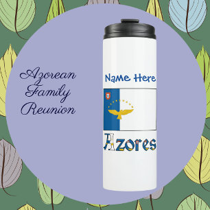 Garrafa Térmica Açores Bandeira Açoriana Azul Personalização Nome