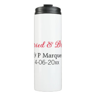Garrafa Térmica Adicionar nome de casal do casamento & brilhante