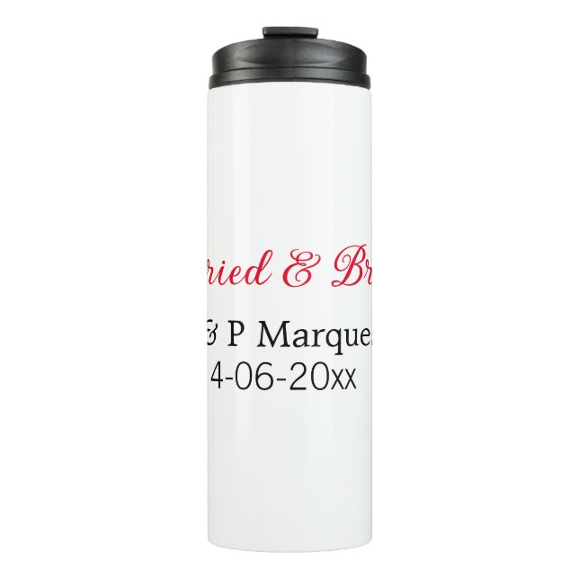Garrafa Térmica Adicionar nome de casal do casamento & brilhante (Frente)