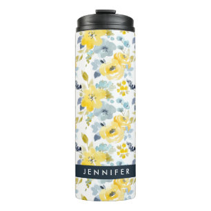 Garrafa Térmica Adicione seu teste padrão amarelo & azul conhecid