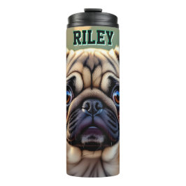 Garrafa Térmica Adorável Pug Close up | Personalizado Cachorro Fof