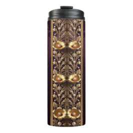 Garrafa Térmica Adorno Floral Dourado