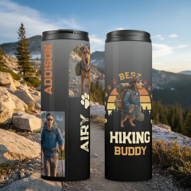 Garrafa Térmica Adventurous Airedale Hiker Wilderness Explorer (Criador carregado)