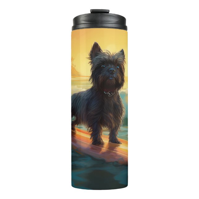 Garrafa Térmica Affenpinscher Beach Surfing Painting (Frente)