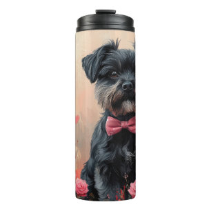 Garrafa Térmica Affenpinscher com Rosas - Dia dos Namorados
