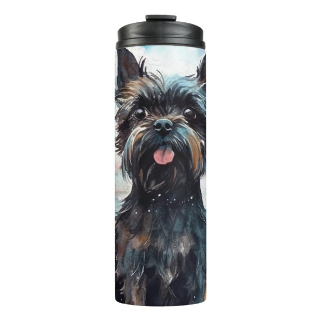 Garrafa Térmica Affenpinscher de Halloween com Abóboras Assustador (Frente)