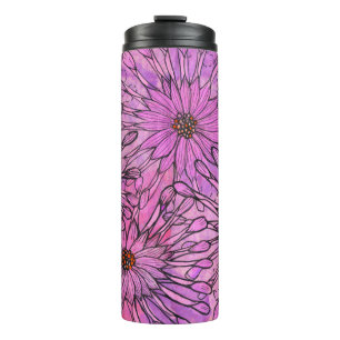 Garrafa Térmica África Daisy Cape Daisies Flores Rosa Arte Floral