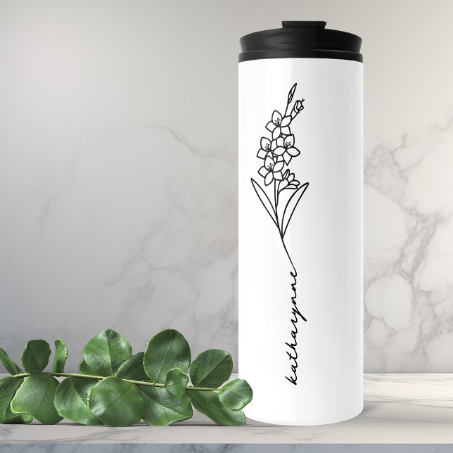 Garrafa Térmica Agosto Aniversário Mês Flor Gladiolus (August Birthday Month Flower Gladiolus Thermal Tumbler)