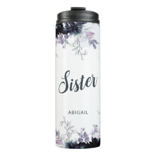 Garrafa Térmica Água Floral Noturna Personalizada Irmã Aquarela