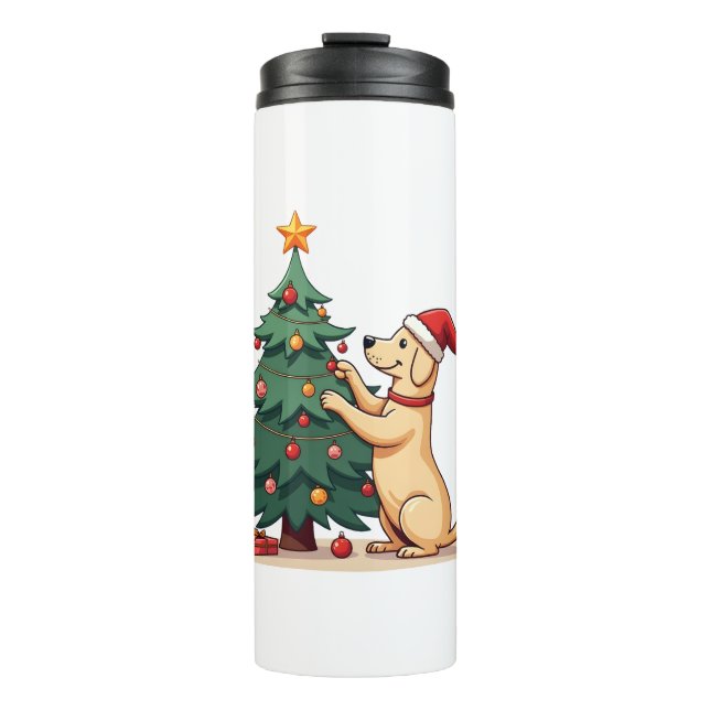Garrafa Térmica Ajudante de Árvore de Natal Labrador (Frente)
