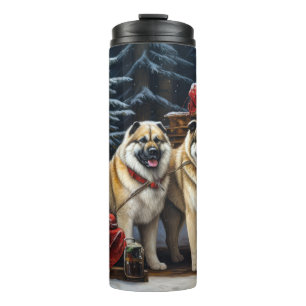 Garrafa Térmica Akita Americano Passeio de Trenó na Neve Natal Dec
