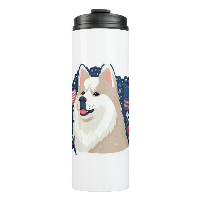 Garrafa Térmica Akita cão com tema do dia da independência (Frente)