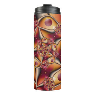 Garrafa Térmica Alegria Colorida Abstrata Vermelho Laranja Fantasi